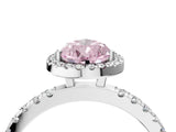 White gold Fancy Pink Pear Cut Halo Diamond Pave Band with Prong Setting_4