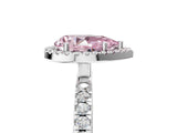 White gold Fancy Pink Pear Cut Halo Diamond Pave Band with Prong Setting_5