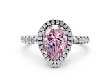 White gold Fancy Pink Pear Cut Halo Diamond Pave Band with Prong Setting