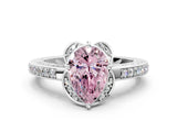 White gold Fancy Pink Pear  Cut Halo Diamond Ring with Channel Set Band and Four-Prong Setting_32