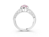 White gold Fancy Pink Pear  Cut Halo Diamond Ring with Channel Set Band and Four-Prong Setting_35