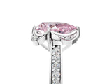 White gold Fancy Pink Pear  Cut Halo Diamond Ring with Channel Set Band and Four-Prong Setting_37