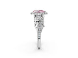 White gold Fancy Pink Pear Cut Halo Diamond Ring with Milgrain and Bezel Accents on a Split Shank Band_26
