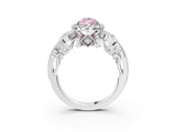 White gold Fancy Pink Pear Cut Halo Diamond Ring with Milgrain and Bezel Accents on a Split Shank Band_27