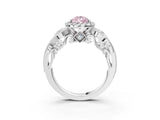 White gold Fancy Pink Pear Cut Halo Diamond Ring with Milgrain and Bezel Accents on a Split Shank Band_3