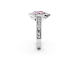 White gold Fancy Pink Pear  Cut Halo Diamond Ring with Pavé Band and Four-Prong Setting_117