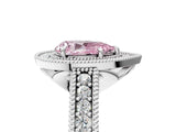 White gold Fancy Pink Pear  Cut Halo Diamond Ring with Pavé Band and Four-Prong Setting_120