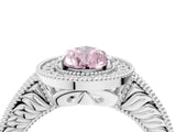 White gold Fancy Pink Pear  Cut Halo Diamond Ring with Pavé Band and Four-Prong Setting_124