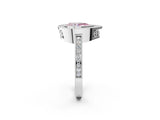 White gold Fancy Pink Pear  Cut Halo Diamond Ring with Pavé Band and Milgrain Prong Setting_34