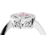 White gold Fancy Pink Pear  Cut Halo Diamond Ring with Pavé Band and Milgrain Prong Setting_36