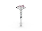 White gold Fancy Pink Pear Cut Halo Diamond Ring with Pavé Band and Three-Prong Setting_14