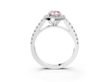 White gold Fancy Pink Pear Cut Halo Diamond Ring with Pavé Band and Three-Prong Setting_15