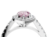 White gold Fancy Pink Pear Cut Halo Diamond Ring with Pavé Band and Three-Prong Setting_16