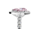 White gold Fancy Pink Pear Cut Halo Diamond Ring with Pavé Band and Three-Prong Setting_17