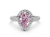 White gold Fancy Pink Pear Cut Halo Diamond Ring with Pavé Band_12
