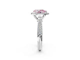 White gold Fancy Pink Pear Cut Halo Diamond Ring with Pavé Band_14