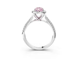 White gold Fancy Pink Pear Cut Halo Diamond Ring with Pavé Band_15