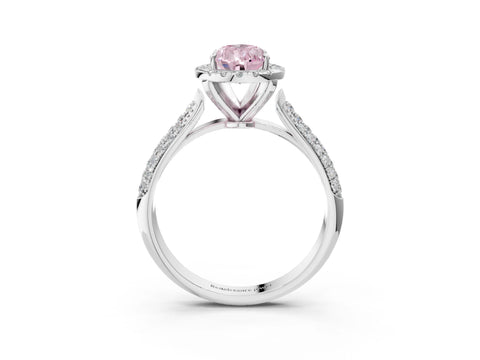 White gold Fancy Pink Pear Cut Halo Diamond Ring with Pavé Band_15