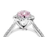 White gold Fancy Pink Pear Cut Halo Diamond Ring with Pavé Band_16