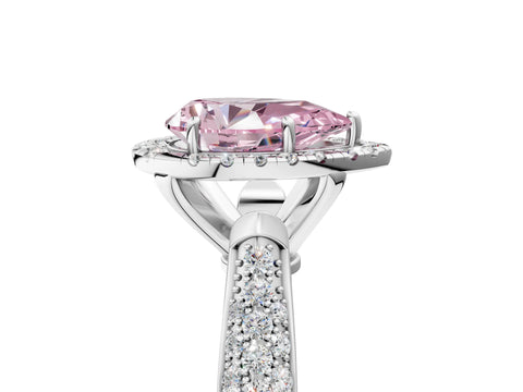 White gold Fancy Pink Pear Cut Halo Diamond Ring with Pavé Band_17