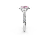 White gold Fancy Pink Pear Cut Halo Diamond Ring with Pavé Band_26