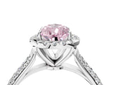 White gold Fancy Pink Pear Cut Halo Diamond Ring with Pavé Band_28