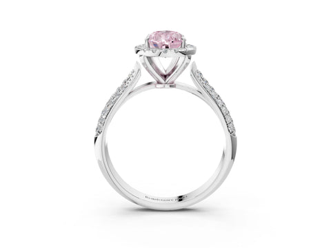 White gold Fancy Pink Pear Cut Halo Diamond Ring with Pavé Band_39