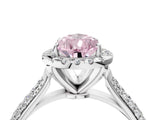 White gold Fancy Pink Pear Cut Halo Diamond Ring with Pavé Band_40