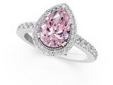 White gold Fancy Pink Pear  Cut Halo Diamond Ring with Pave Band and Four-Prong Setting_25