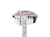 White gold Fancy Pink Pear  Cut Halo Diamond Ring with Pave Band and Four-Prong Setting_29