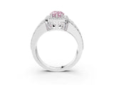 White gold Fancy Pink Pear Cut Halo Diamond Ring with Round  Split Shank and Prong Setting_115