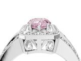 White gold Fancy Pink Pear Cut Halo Diamond Ring with Round  Split Shank and Prong Setting_116