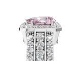 White gold Fancy Pink Pear Cut Halo Diamond Ring with Round  Split Shank and Prong Setting_117