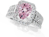 White gold Fancy Pink Pear Cut Halo Diamond Ring with Round  Split Shank and Prong Setting_121