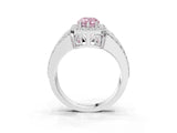White gold Fancy Pink Pear Cut Halo Diamond Ring with Round  Split Shank and Prong Setting_123