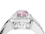 White gold Fancy Pink Pear Cut Halo Diamond Ring with Round  Split Shank and Prong Setting_124