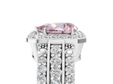 White gold Fancy Pink Pear Cut Halo Diamond Ring with Round  Split Shank and Prong Setting_125