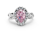 White gold Fancy Pink Pear  Cut Halo Diamond Ring with Scrollwork Band and Four-Prong Setting_124