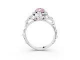 White gold Fancy Pink Pear  Cut Halo Diamond Ring with Scrollwork Band and Four-Prong Setting_127