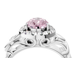 White gold Fancy Pink Pear  Cut Halo Diamond Ring with Scrollwork Band and Four-Prong Setting_128