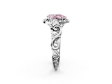 White gold Fancy Pink Pear  Cut Halo Diamond Ring with Scrollwork Band and Four-Prong Setting_131