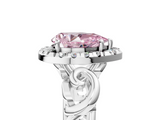 White gold Fancy Pink Pear  Cut Halo Diamond Ring with Scrollwork Band and Four-Prong Setting_135