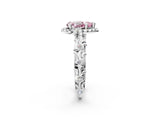 White gold Fancy Pink Pear Cut Halo Diamond Solitaire with Filigree Band and Four-Prong Setting_2