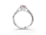 White gold Fancy Pink Pear Cut Halo Diamond Solitaire with Filigree Band and Four-Prong Setting_3