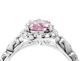 White gold Fancy Pink Pear Cut Halo Diamond Solitaire with Filigree Band and Four-Prong Setting_4