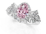 White gold Fancy Pink Pear Cut Halo Diamond Split Shank Engagement Ring with Four-Prong Setting_1