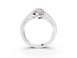 White gold Fancy Pink Pear Cut Halo Diamond Split Shank Ring with Prong Setting_3