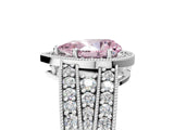 White gold Fancy Pink Pear Cut Halo Diamond Split Shank Ring with Prong Setting_5