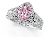 White gold Fancy Pink Pear Cut Halo Pavé Diamond Engagement Ring with Split Shank and Four-Prong Setting_4