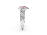 White gold Fancy Pink Pear Cut Halo Pavé Diamond Engagement Ring with Split Shank and Four-Prong Setting_5
